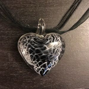 Glass blown heart necklace